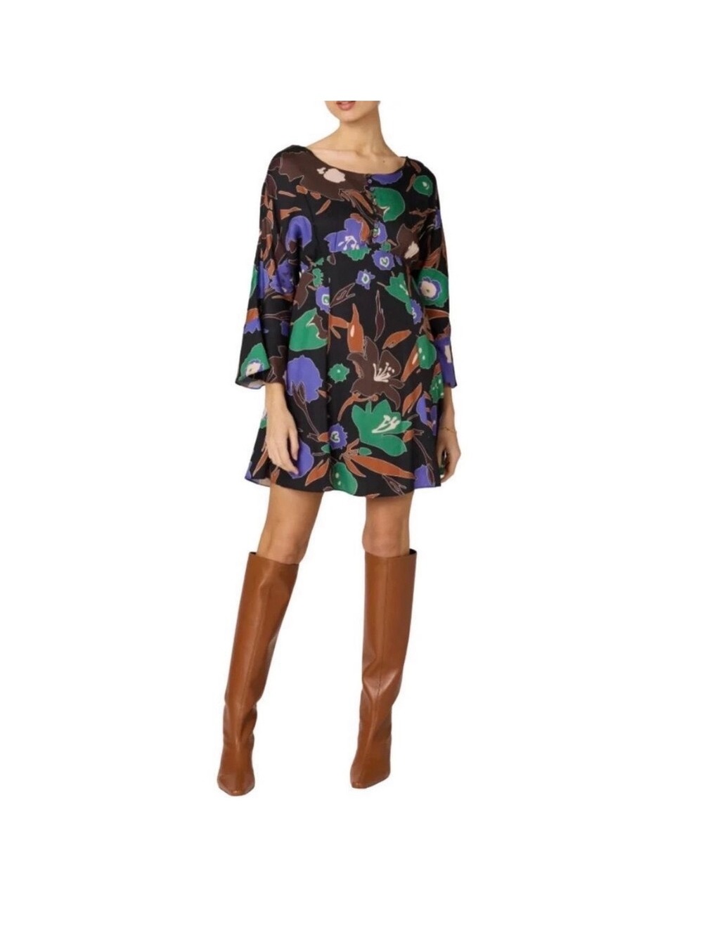 NWT Cleobella Keeva Mini Dress Small Mariposa Floral Bell Sleeve
